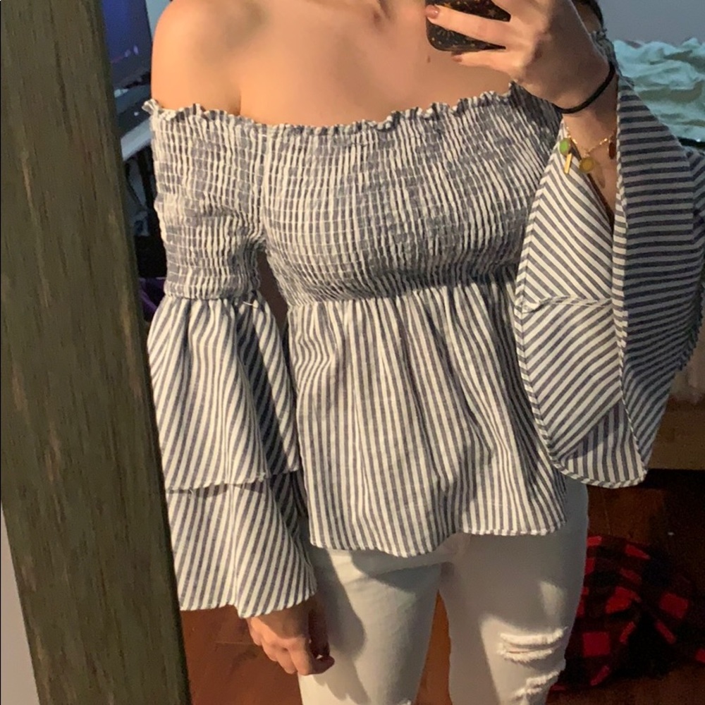 off the shoulders top with bell sleeves
